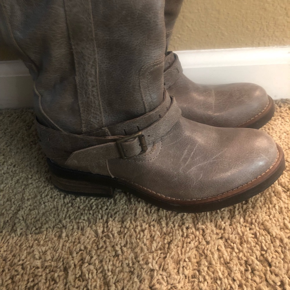 Tall distressed riding boots